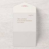 ピンクエレガントのバラと金ゴールド幾何学円 オールインワン招待状 (外側)