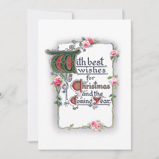 ピンクエレガントのバラのクリスマスグリーティング シーズンカード (正面)