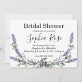ピンクエレガントのバラのラベンダーブライダルシャワー 招待状 (正面)