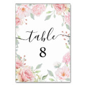 ピンクエレガントのバラのロマンチックな書結婚道 テーブルナンバー (正面)