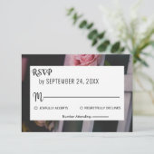 ピンクエレガントのバラのロマンチックな花のフローラ結婚 出欠カード (スタンド正面)