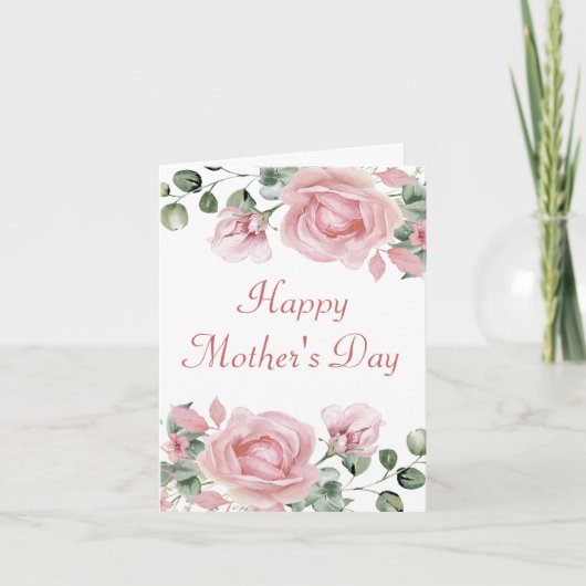 ピンクエレガントのバラの母の日 カード (正面)