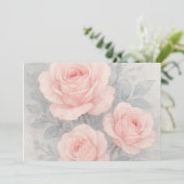 ピンクエレガントのバラの水色グリーティングカード サンキューカード (スタンド正面)
