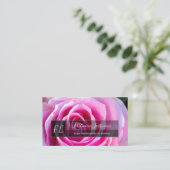 ピンクエレガントのバラの灰色の長方形モノグラム 名刺 (スタンド正面)