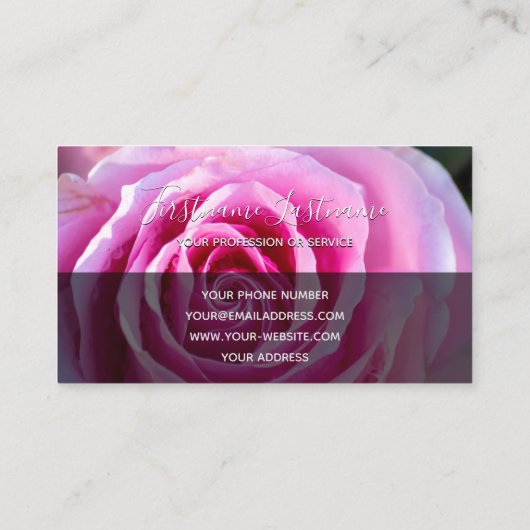 ピンクエレガントのバラの灰色の長方形モノグラム 名刺 (裏面)