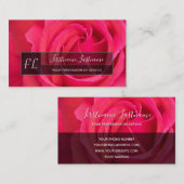 ピンクエレガントのバラの灰色の長方形モノグラム 名刺 (正面/裏面)