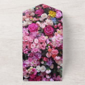 ピンクエレガントのバラの花サマーフローラ結婚ズ オールインワン招待状 (外側)