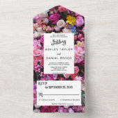 ピンクエレガントのバラの花サマーフローラ結婚ズ オールインワン招待状 (内側)