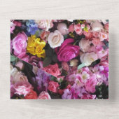 ピンクエレガントのバラの花サマーフローラ結婚ズ オールインワン招待状 (裏面)