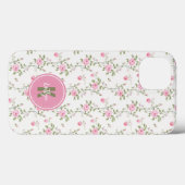 ピンクエレガントのバラの花パターンモノグラム Case-Mate iPhoneケース (裏面 (横))