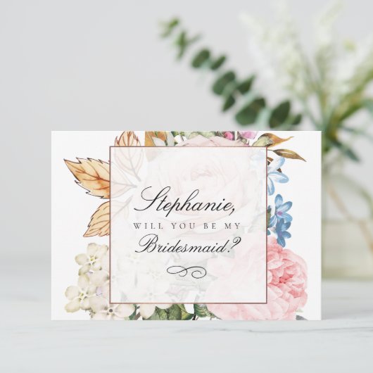 ピンクエレガントのバラの花嫁カード 招待状 (スタンド正面)