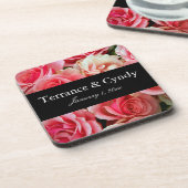 ピンクエレガントのバラの花束を個人用に コースター (左側)