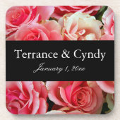 ピンクエレガントのバラの花束を個人用に コースター (正面)
