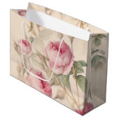 ピンクエレガントのバラの花柄 ラージペーパーバッグ (正面アングル)