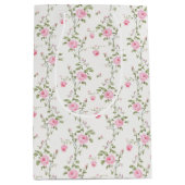 ピンクエレガントのバラの花模様 ミディアムペーパーバッグ (正面)