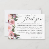 ピンクエレガントのバラの花。ガーデンフローラ結婚ズ サンキューカード (正面)