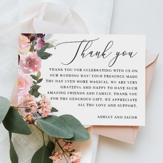 ピンクエレガントのバラの花。ガーデンフローラ結婚ズ サンキューカード