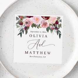 ピンクエレガントのバラの花。ガーデンフローラ結婚ズ スタンダードカクテルナプキン