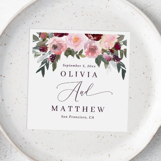 ピンクエレガントのバラの花。ガーデンフローラ結婚ズ スタンダードカクテルナプキン