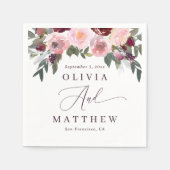 ピンクエレガントのバラの花。ガーデンフローラ結婚ズ スタンダードカクテルナプキン (正面)