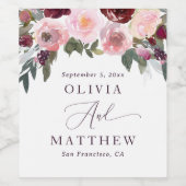 ピンクエレガントのバラの花。ガーデンフローラ結婚ズ ワインラベル (シングルラベル)