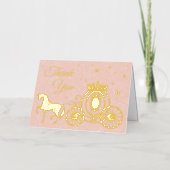 ピンクエレガントのバラの馬のキャリッジ写真ありがとう 箔グリーティングカード (正面)