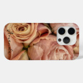 ピンクエレガントのバラは文字またはモノグラムを加える Case-Mate iPhoneケース (裏面 (横))