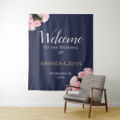 ピンクエレガントのバラスフローラの結婚ウェルカムバックドロップ タペストリー (インサイチュ)
