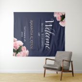 ピンクエレガントのバラスフローラの結婚ウェルカムバックドロップ タペストリー (インサイチュ(横))