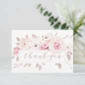 ピンクエレガントのバラズフローラ結婚の感謝 サンキューカード (スタンド正面)