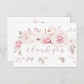 ピンクエレガントのバラズフローラ結婚の感謝 サンキューカード (正面/裏面)