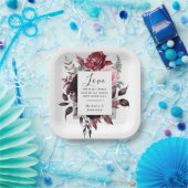 ピンクエレガントのバラダークグレ葉ーのバイブル結婚ズ ペーパープレート (パーティー)