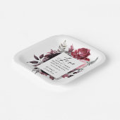 ピンクエレガントのバラダークグレ葉ーのバイブル結婚ズ ペーパープレート (傾斜あり)