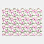 ピンクエレガントのバラデイジーの結婚タイル ラッピングペーパーシート (正面)
