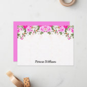 ピンクエレガントのバラパーソナライズされたズノートカード ノートカード (正面/裏面インサイチュ)