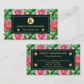 ピンクエレガントのバラフェイクステンドグラス 名刺 (正面/裏面)