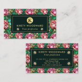 ピンクエレガントのバラフェイクステンドグラス 名刺 (正面/裏面)