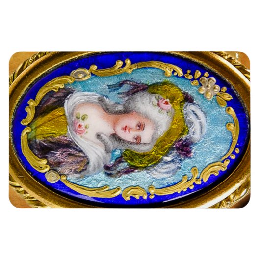 ピンクエレガントのバラ付きロココレディポートレート マグネット (横)