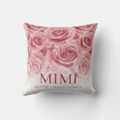 ピンクエレガントのバラ大子供の名前祖母 クッション (裏面)