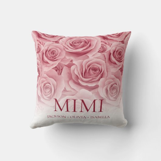 ピンクエレガントのバラ大子供の名前祖母 クッション (裏面)