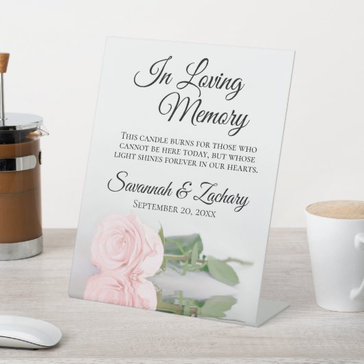 ピンクエレガントのバラ愛の思い出結婚の記念碑 台座サイン (インサイチュ)