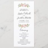 ピンクエレガントのバラ書道結婚の プログラム (正面)