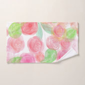 ピンクエレガントのバラ水彩花模様 | バスタオルセット (ハンドタオル)