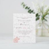 ピンクエレガントのバラ箔の大理石結婚式招待状 ポストカード (スタンド正面)