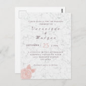 ピンクエレガントのバラ箔の大理石結婚式招待状 ポストカード (正面/裏面)