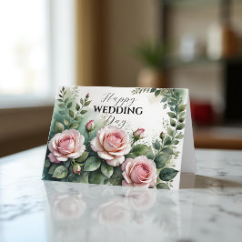 ピンクエレガントのバラ結婚ズの祝杯 カード