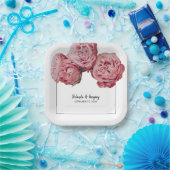 ピンクエレガントのバラ結婚ズ ペーパープレート (パーティー)