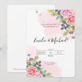 ピンクエレガントのバラ結婚ズ 招待状 (正面/裏面)