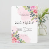 ピンクエレガントのバラ結婚ズ 招待状 (スタンド正面)