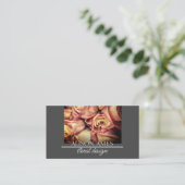 ピンクエレガントのバラ花屋またはフローラデザイナー 名刺 (スタンド正面)